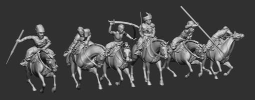 cossacks cavalery squad 17 - wargaming3d 28mm miniature 3d print model - Mito3D