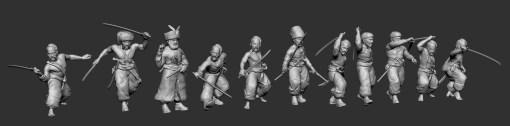 cossacks sable squad 17 - wargaming3d 28mm miniature 3d print model - Mito3D