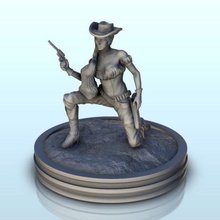 cow-girl pigtails revolver 18 - wargaming3d miniature wargamming ACW, american, civil, far, figures, miniature, miniatures, modern, old, rpg, texas, war, wargame, west, Western, wild 3d print model - Mito3D