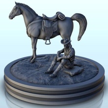 cowboy sitting horse 7 - wargaming3d miniature wargamming ACW, american, civil, far, figures, miniature, miniatures, modern, old, rpg, texas, war, wargame, west, Western, wild 3d print model - Mito3D