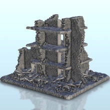 destroyed appartment block 14 - wargaming3d miniature wargamming Architecture, bolt action, building, décor, Flames of War, modern, ruins, scenery, tabletop, terrain, warhammer 3d print model - Mito3D