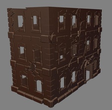 destruido bombardeado edificio wargaming3d miniatura juego guerra 3d print model - Mito3D