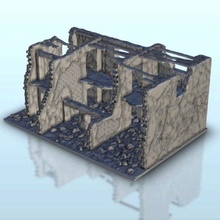 destroyed brick building 8 - wargaming3d miniature wargamming Architecture, bolt action, building, décor, Flames of War, modern, ruins, scenery, tabletop, terrain, warhammer 3d print model - Mito3D