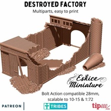 zerstört Fabrik ww2 28mm wargaming3d Miniatur Wargaming Biker Landschaft 3d print model - Mito3D