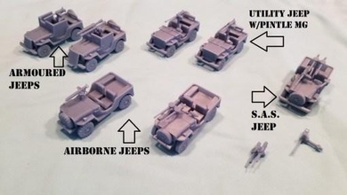 deweycat allied jeep bundle - 20 wargaming3d 28mm miniature 3d print model - Mito3D
