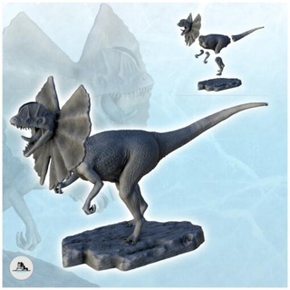 dilophosaurus dinosaurio 4 wargaming3d base figura fósil jurásico Parque lagartija miniatura parque prehistoria escala estatua juego guerra 3d print model - Mito3D