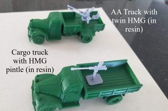 dodge 3 ton truck free french aa stl pack - wargaming3d 28mm miniature 3d print model - Mito3D