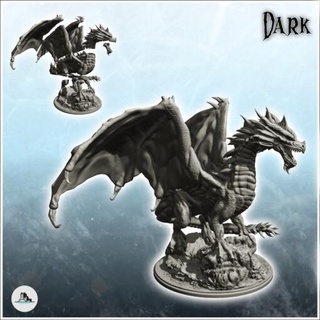 dragon open mouth spiked tail rock 12 - wargaming3d Categories: 1:100 / 15mm, 1:56 28mm, 1:72 & 1:76 20mm, 500-1500: Medieval, DIGITAL STL FILES, Fantasy, Infantry/Figures age character dark diaroma empire fantastic fantasy figure medieval middle mini miniatures resin rpg scenery statue terrain traditionnal village war miniature wargamming 3d print model - Mito3D