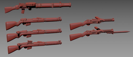 early ww2 weapons - wargaming3d miniature wargamming Lanchester, Lewis, MP28, SMLE 3d print model - Mito3D