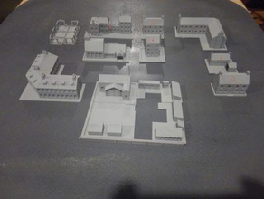 europäischen Hafen-Stadt-Gruppe 1 - wargaming3d 28mm Miniatur mehrere Gebäude Rindfleisch Ihre 300 Maßstab Hafen 3d print model - Mito3D
