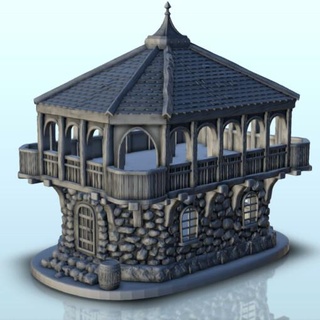 lujoso Roca torre madera piso puntiagudo techo 8 wargaming3d arquitectura edificio oscuro años medieval miniaturas moderno paisaje mesa terreno miniatura juego guerra 3d print model - Mito3D