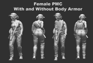 femmina pmc wargaming3d miniatura wargaming Africa guardia corpo mercenario 3d print model - Mito3D