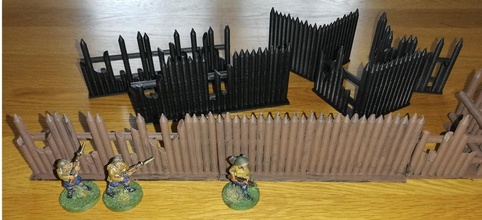 fence picket fences pack - wargaming3d miniature wargamming ,stl, :56, 1:56, 1:56 / 28mm 3d print model - Mito3D