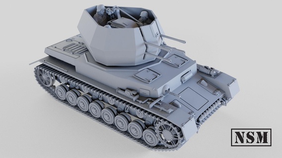 flakpanzer iv 2 cm flakvierling 38 wirbelwind wargaming3d Miniatur Wargaming 3d print model - Mito3D