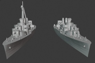 fletcher class destroyer - wargaming3d miniature wargamming 3d print model - Mito3D