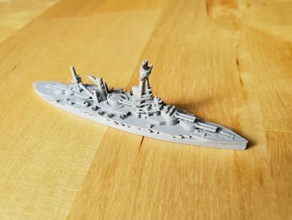 french bretagne-class battleship - wargaming3d 28mm miniature 1 1800th scale model certain elements not 3d print model - Mito3D