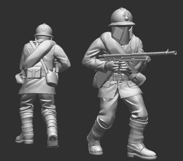 francês chauchat artilheiro wargaming3d miniatura jogos guerra 3d print model - Mito3D