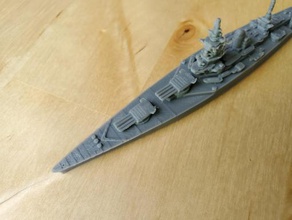 francês dunkerque-classe battleship - wargaming3d 28mm em miniatura 1 1800th escala de navio guerra do modelo certos elementos não 3d print model - Mito3D