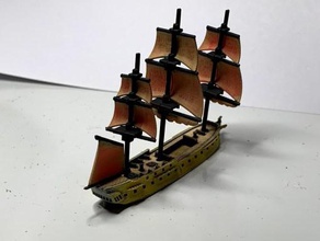 french frigate ar thuse 40 gun 1792 - hms undaunted 38 5th rate 1795 wargaming3d 28mm miniature launched 1791 handed over british during siege toulon 1793 renamed arethuse wrecked west indies 1796 updates 26 01 2020 fix mesh whole mast-lower-rod models 25 added deck planking raised netting around bow sides stern railings exaggerated hull lines help painting 10 12 2019 fixed gaff sail 04 11 uploaded cannons gunports 3d print model - Mito3D