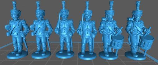 french light inf command 1808 high uniform - wargaming3d 28mm miniature 3d print model - Mito3D