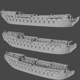 french raire-class 3rd rate 3-pack 74 guns 1782-1862 & blender exporter aoa-fr-3 - wargaming3d Categories: 1:1200, 1:700, 1571-1862: Age of Sail, Sail miniature wargamming 3d print model - Mito3D