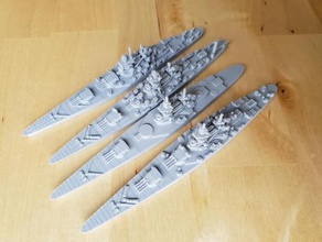 french richelieu-class battleship - wargaming3d 28mm miniature 1 1800th scale model certain elements not 3d print model - Mito3D