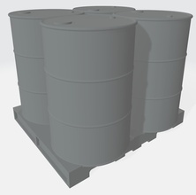 fuel drum pallet - wargaming3d miniature wargamming 44 gallon, barrel, Diesel, drum, fuel, oil 3d print model - Mito3D