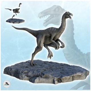 gallimimus dinosauro 20 wargaming3d base figura fossile giurassico Jurassic Park lucertola miniatura parco preistoria scala statua wargaming 3d print model - Mito3D