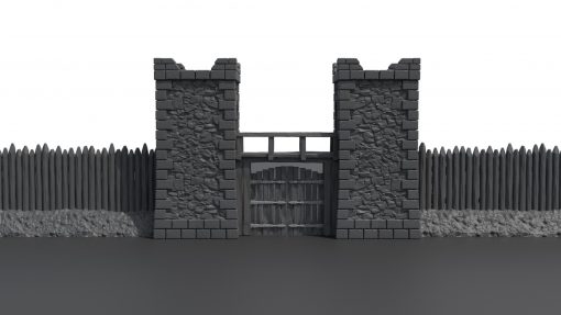 gatehouse palisadetv stile wargaming3d 28mm miniatura 3D print model - Mito3D