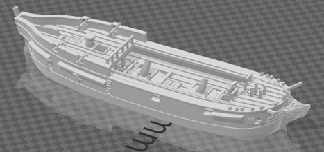 gb hms vesuvius bomb vessel 1776-1812 - wargaming3d 28mm miniature 3d print model - Mito3D