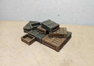 generic crates - wargaming3d 28mm miniature 3d print model - Mito3D