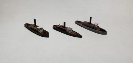 generic tugboat set - wargaming3d miniature wargamming American Civil War, Confederate, Tugboat, Union 3d print model - Mito3D