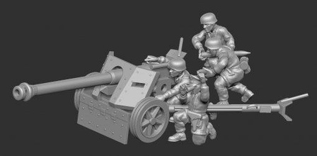 germ pak40 v3 crew gun - wargaming3d 28mm miniature 3d print model - Mito3D
