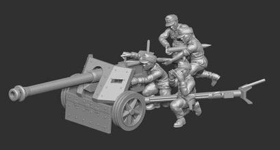 germ pak 40 75mm crew gun - wargaming3d 28mm miniature 3d print model - Mito3D