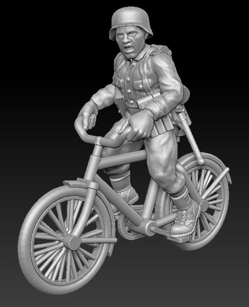 alemão ciclista 13 wargaming3d 28mm miniatura 3D print model - Mito3D