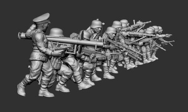 german squad01 - wargaming3d 28mm miniature 3d print model - Mito3D