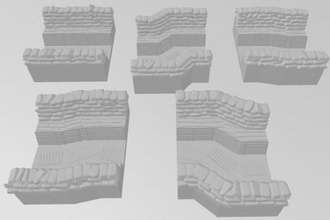 great war straight trench sections bundle deal - wargaming3d 28mm miniature 3d print model - Mito3D