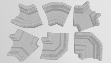 great war trenches corner junction bundle deal - wargaming3d 28mm miniature 3d print model - Mito3D