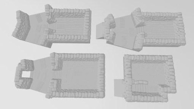 great war trenches gun position bundle deal - wargaming3d 28mm miniature 3d print model - Mito3D