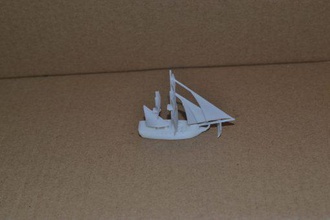 heavy bomb ketch - wargaming3d 28mm miniature non-specific extra-wide hull two siege mortars 3d print model - Mito3D