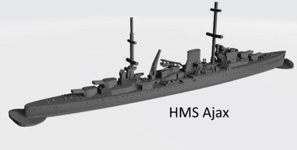 hms ajax wargaming3d miniature wargaming 1 1800 Britanique marine Naval WW 2 3d print model - Mito3D