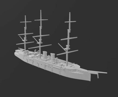hms shah - wargaming3d Categories: 1571-1862: Age of Sail, Sail british navy ironclad war pacific miniature wargamming 3d print model - Mito3D