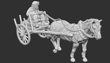 horse drawn cart 28mm copy - wargaming3d miniature wargamming continuation war, Finland, winter ww2 3d print model - Mito3D