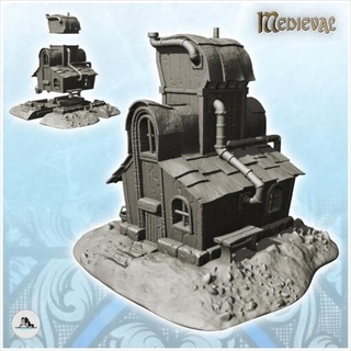 house floor pipes rounded windows 1 - wargaming3d Categories: 1:100 / 15mm, 1:56 28mm, 1:72 & 1:76 20mm, 1700-1900: Horse Musket, 500-1500: Medieval, DIGITAL STL FILES, Terrain, Terrain accessories age architecture building dark european fantasy game medieval middle miniatures rose scenery tabletop terrain traditionnal village war wargame miniature wargamming 3d print model - Mito3D
