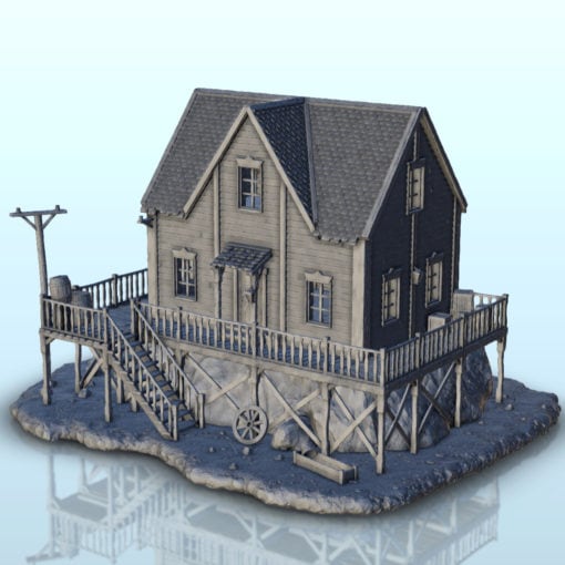 casa Rocha madeira terraço 3 wargaming3d miniatura jogos guerra arquitetura Construção desesperados persa homens lei miniaturas moderno velho salão cenário terra Texas jogo Oeste Ocidental selvagem 3D print model - Mito3D