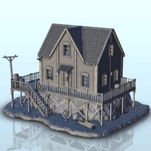 house rock wooden terrace 3 - wargaming3d miniature wargamming Architecture, building, desperados, fars, house, lawmen, miniatures, modern, old, saloon, scenery, terrain, texas, wargame, west, Western, wild 3d print model - Mito3D