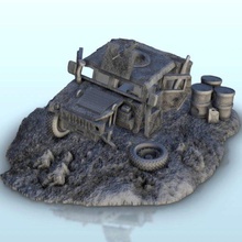 humvee wreckage barrels - wargaming3d miniature wargamming Architecture, bolt action, building, décor, Flames of War, modern, ruins, scenery, tabletop, terrain, warhammer 3d print model - Mito3D