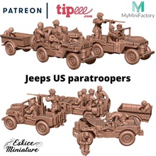 jeeps paquete 28mm wargaming3d miniatura juego guerra stl aerotransportado todoterreno Estados Unidos 3d print model - Mito3D