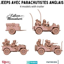 jeeps uk paratrooper pack - 28mm wargaming3d miniature wargamming ,stl, airborne jeep, USA 3d print model - Mito3D