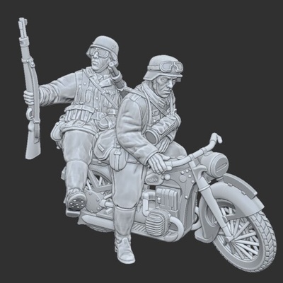 protezione moto impostato 28mm wargaming3d 1 56 1939 1945 durante seconda guerra mondiale ww2 3d stampabili tedesco storicamente accurato 1940 presto motociclisti miniatura wargaming 3d print model - Mito3D